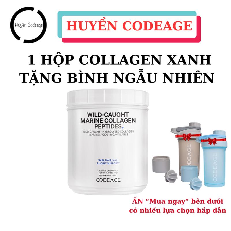 (COLLAGEN XANH) Bột Collagen thủy phân  Marine Collagen Peptides Codeage 450g thực phẩm bổ sung da , tóc , móng (Tặng bình lắc màu ngẫu nhiên ) - Huyền Codeage