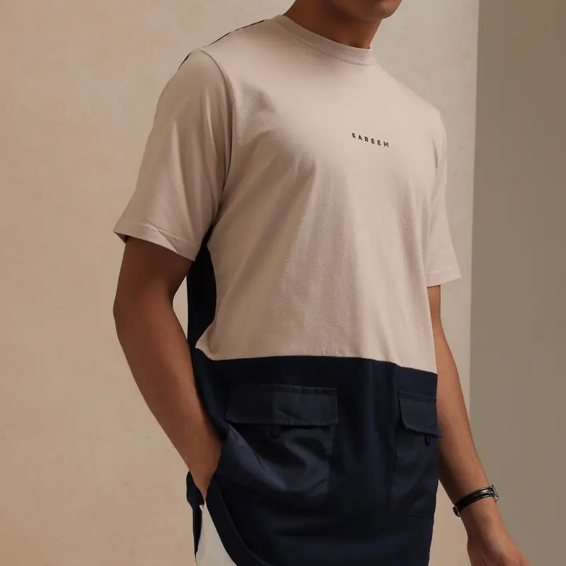 KAREEM SSK DOP KAOS KURTA LENGAN PENDEK Cream Grey 3