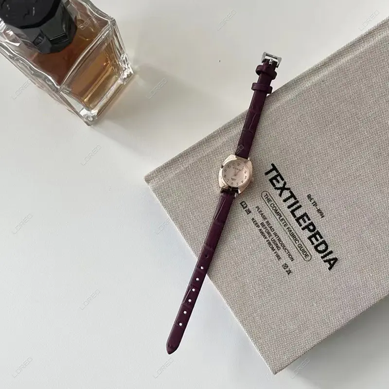 Loreo - Jam Tangan Wanita Tali Kecil Analog Quartz Watch Gaya Retro Strap Pu Croco 4