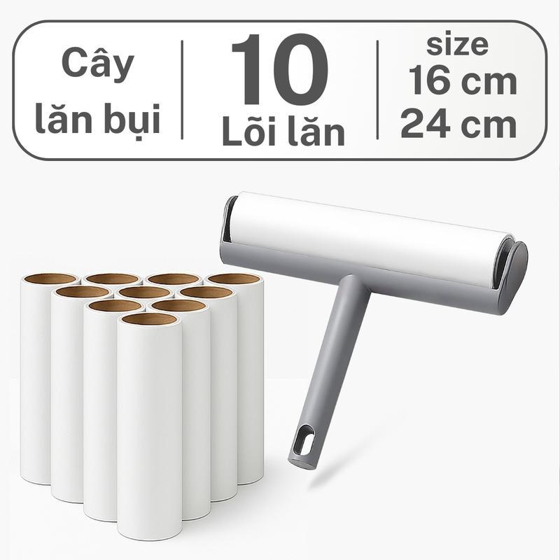  Cây Lăn Bụi + 10 Lõi Lăn Size Lớn 16cm 24 cm Living C Lõi 55 Lớp Siêu Dính Làm Sạch Sofa Quần Áo Chăn Ga 