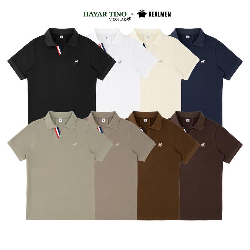 HAYAR x REALMEN68 Áo Polo Nam HAYAR V-Collar Cổ V Sang Trọng Thêu Logo Ngựa Cao Cấp Chất Liệu Mềm Mại Phong Cách Thể Thao