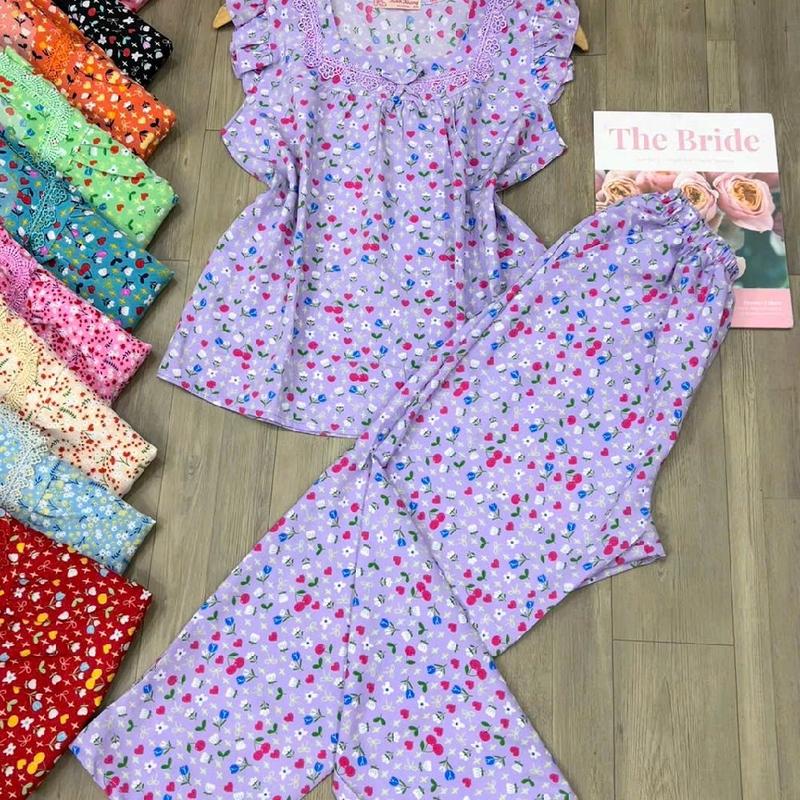  Bộ dài Cánh tiên    9 tấc Hoa nhí có túi   Chất vải lụa mango from từ 48-75 kg Top 