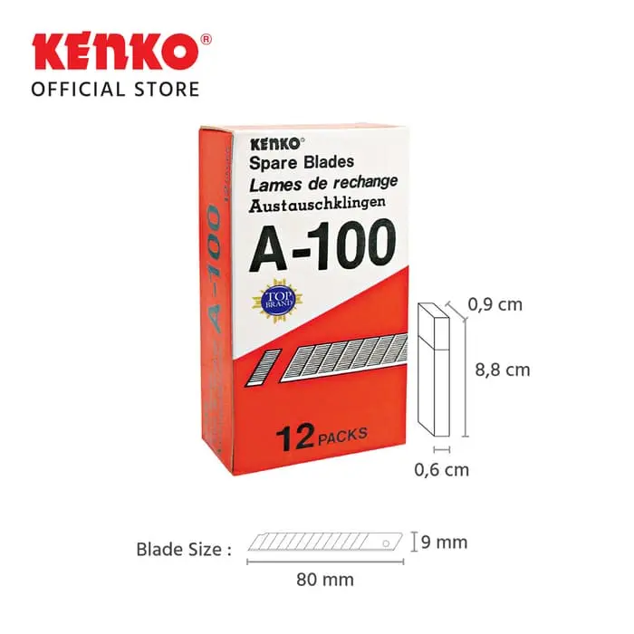 KENKO CUTTER BLADE / ISI CUTTER A-100 ( 9 MM BLADE ) / 6 PACK