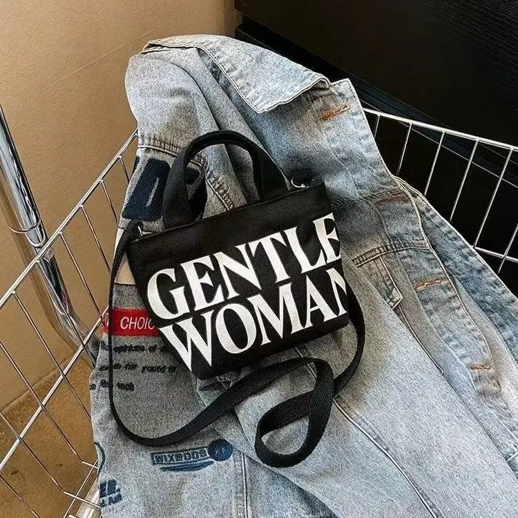 GENTLEWOMAN Women handbag, small size, tote bag, 2 colors available, with zipper, suitable for mobile phone, made of canvas material, bags