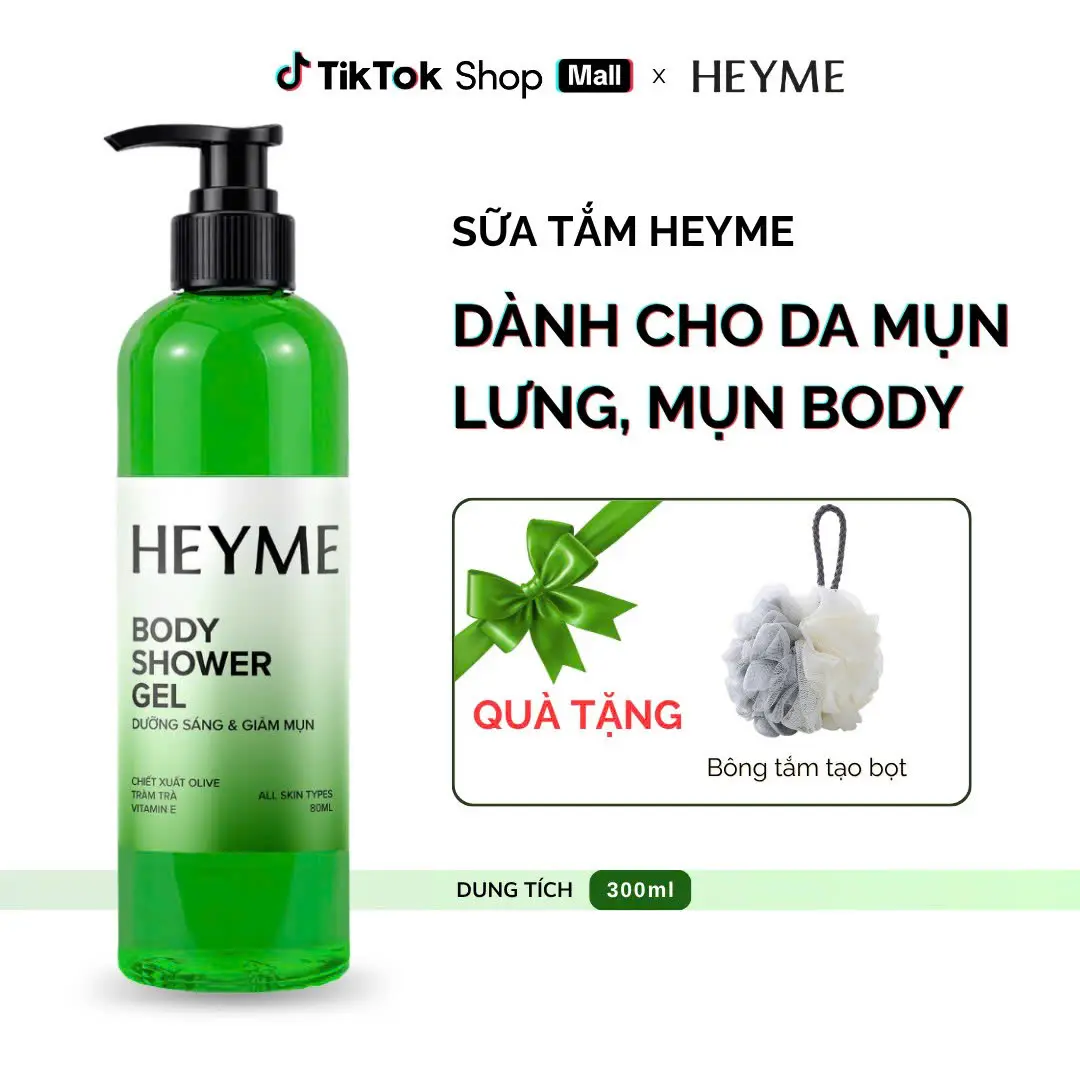 Sữa tắm tràm trà HEYME Bodyshower 300ml -  Dành cho da mụn lưng, viêm nang lông 300ml