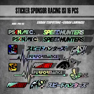 16 PCS STIKER PACK RACING VINYL HOLOGRAM PELANGI PRINT CUT YZPRC03
