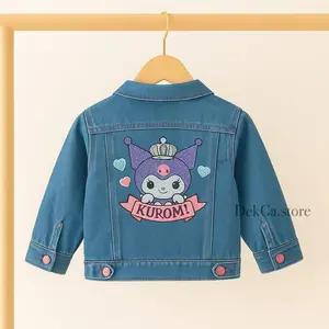 Jaket kuromi jaket jeans anak perempuan motif jeans biru muda 3-9tahun