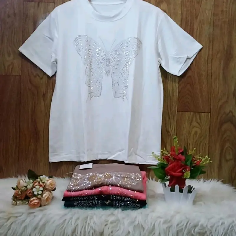 KAOS ATASAN PENDEK WANITA CANTIK BEBITERY JUMBO XXL ( LD : 116 : 120 ) REALPIC 1