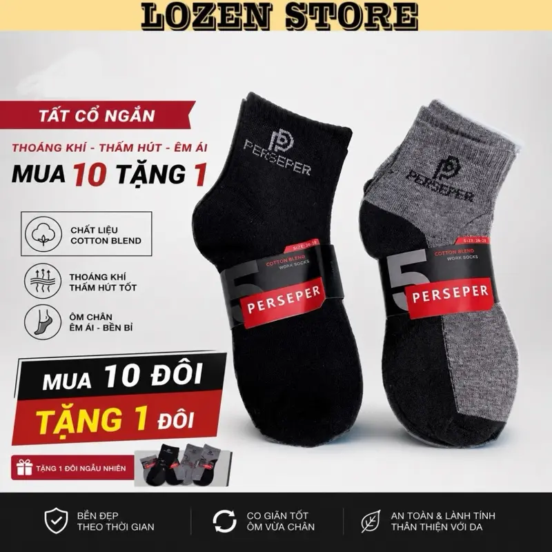 [Combo mua 10 tặng 1] Tất vớ nam nữ cổ trung co dãn bốn chiều, thoáng khí, chống hôi chân, phong cách thể thao thời trang