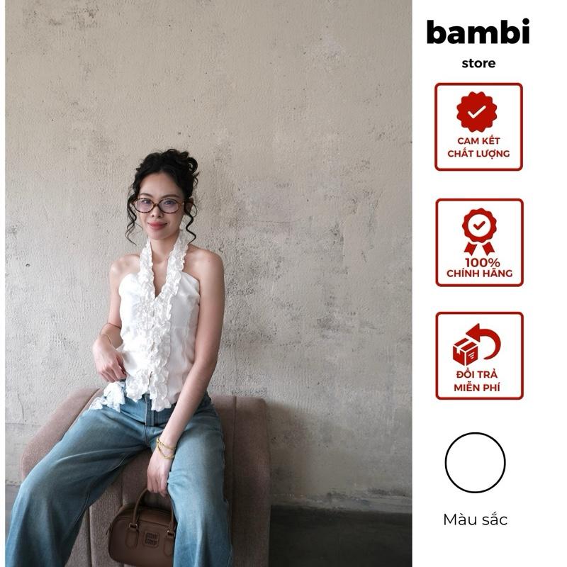   Bambi  Áo yếm bèo xô trắng 