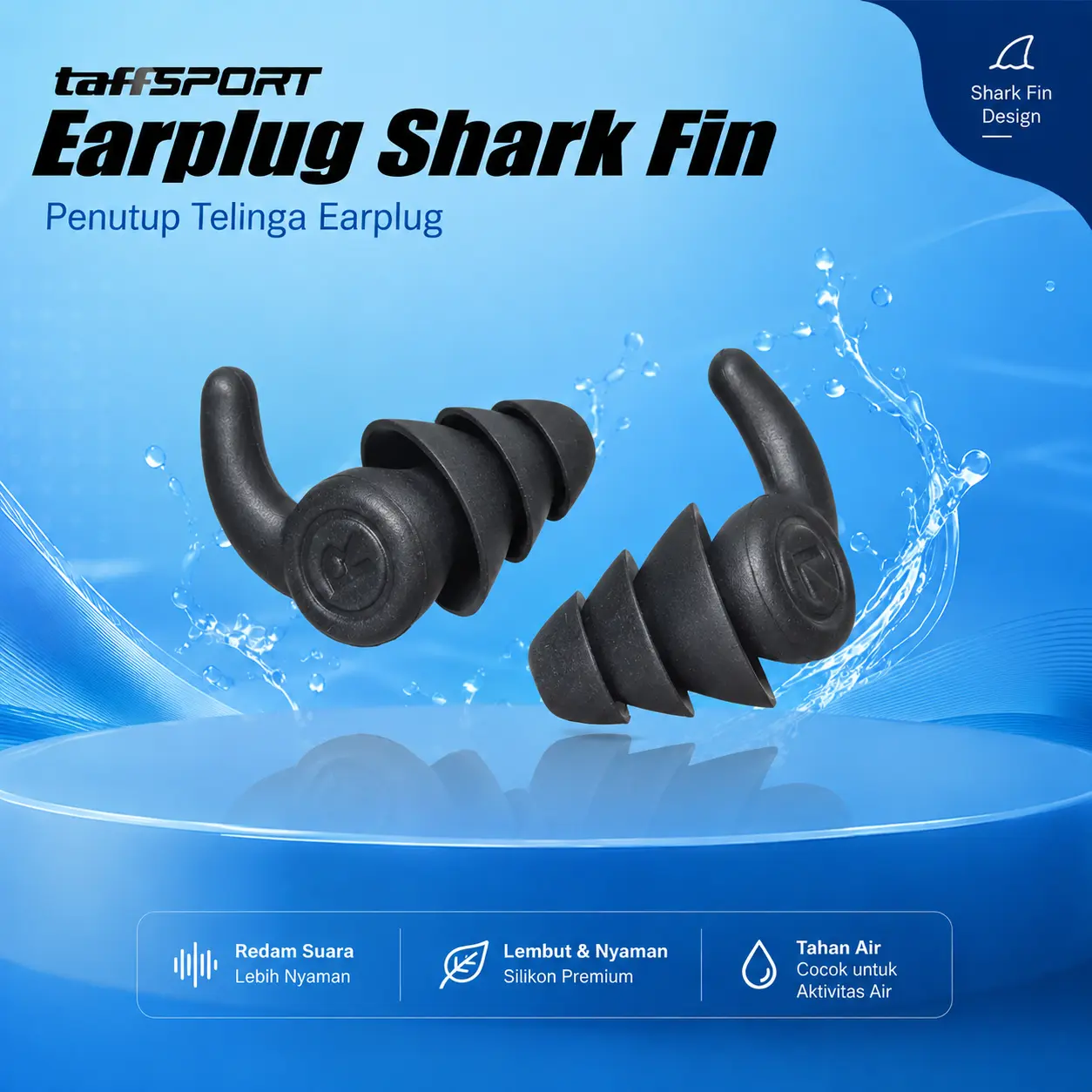 Cahaya Bundaran - Earplug Shark Fin Silicone | Waterproof Ear Protection | Sport Gear