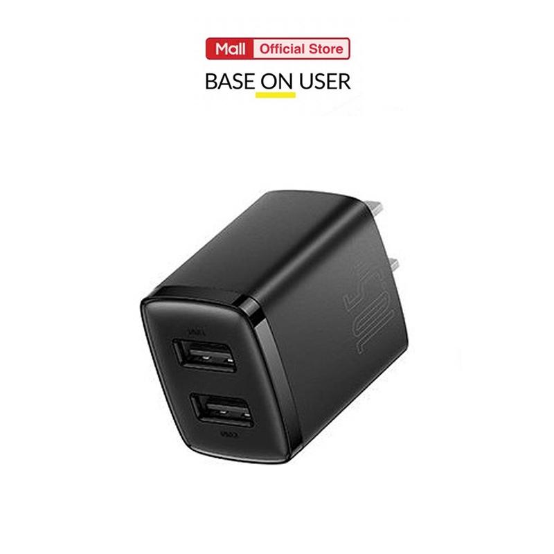 Củ Sạc Nhanh PD 10.5W 2 Cổng USB Chip Thông Minh Chân Dẹt Màu Đen