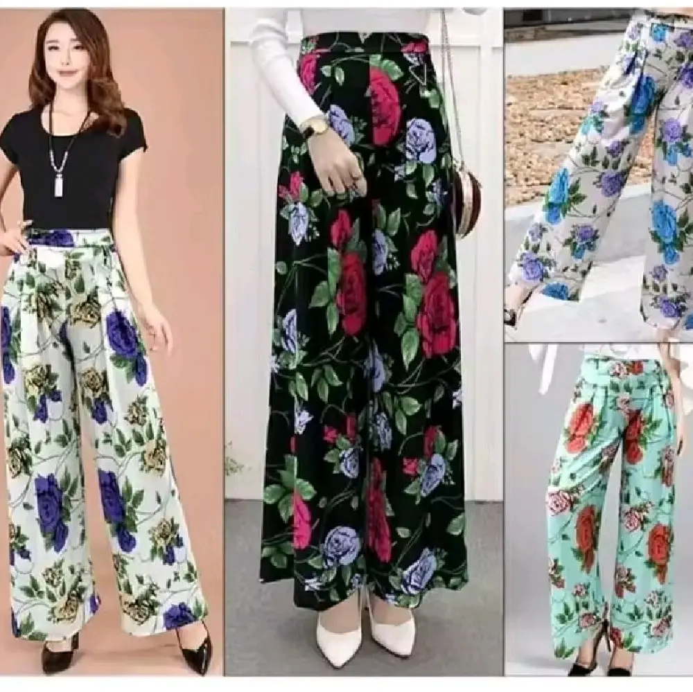 Celana kulot  Panjang motif bunga random