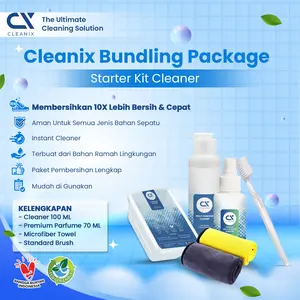 Cleanix Starter Kit Cleaner - Paket Lengkap Sabun Cuci Sepatu Shoe Cleaner - Premium Parfum Sepatu Anti Bau & Bakteri Wangi Tahan Lama - Cairan Pembersih Semua Jenis Sepatu Kotor