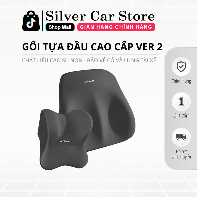 Gối Tựa Đầu Và Tựa Lưng Cao Su Non Mềm Mại Cho Xe Hơi , Chất Liệu Vải Bốn Mùa Thoáng Khí - Ver2
