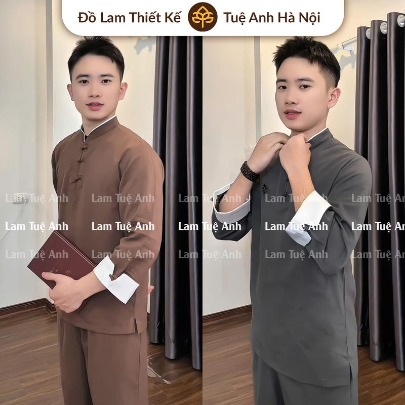 Bộ đồ lam đi chùa nam thêu "Trúc Tự Do" cổ cao vải Đũi Nhật Cao Cấp mềm mịn mát Nam áo
