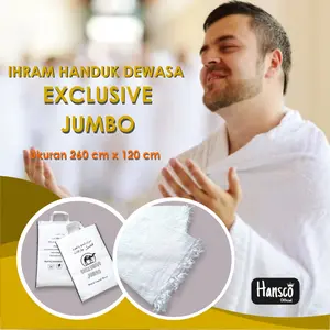 Kain Ihram Pria Dewasa Ardha Exclusive Jumbo 260X120 Perlengkapan Umroh Haji