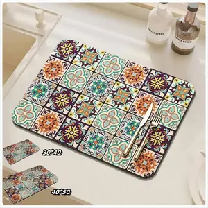 【 COD 】Alas Pengering Piring Diatomite Serap Air 30x40 /40x50 Untuk Dapur Tahan Panas Alas Tatakan Dapur Makan alas pengering piring diatomite