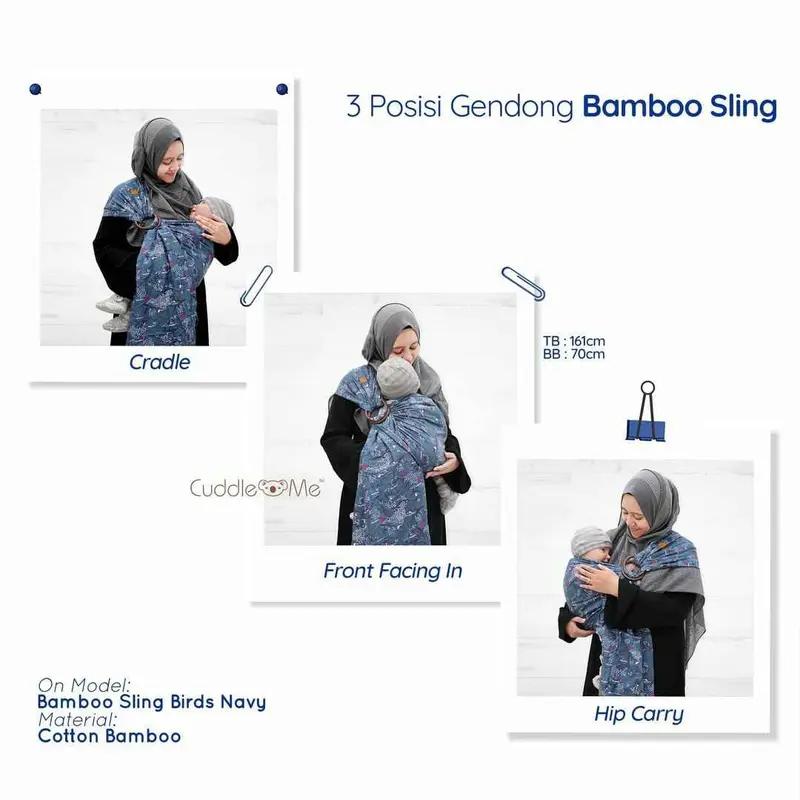 bamboo sling cuddleme / ringsling / gendongan bayi samping 7