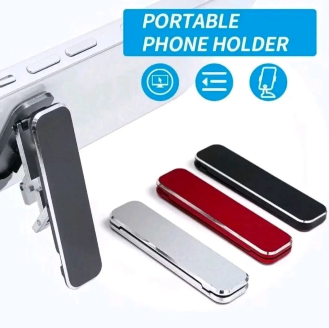 HD 56 Stand Holder Universal Mini Aluminium Portabel Lipat Dudukan Braket Merah Pink Ponsel Silver