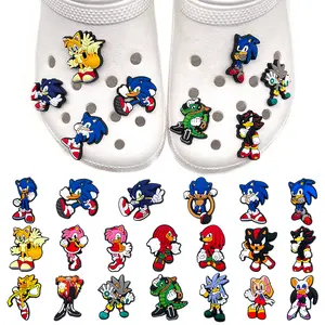 Keren 1 Buah Kartun Permainan Jepang Gambar Karakter DIY Landak Biru Sepatu Tempelan untuk Menghias PVC Sandal Pin Aksesoris Sepatu Anak-anak Dewasa Hadiah Pesta