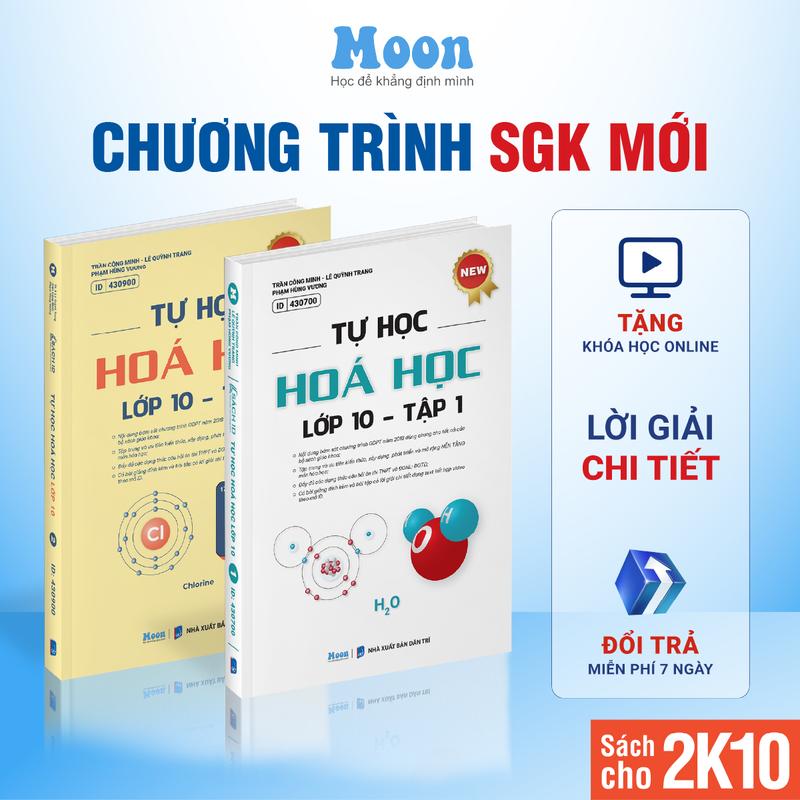 Combo 2 sách tự học hoá học lớp 10 chương trình mới moonbook
