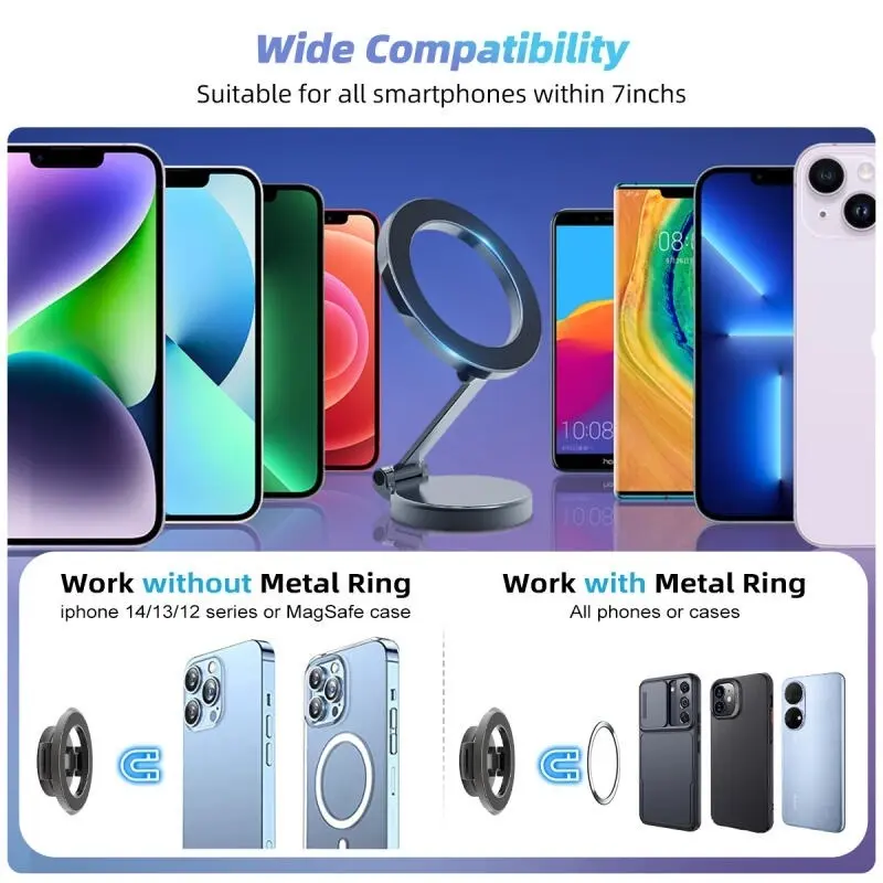 Fold Magnet Car Holder 360° Rotation Bisa Dilipat Magsafe Car Phone Holder / Universal Holder Hp Mobil Magnetic Bekerja Dengan Semua Ponsel - DH 802 7