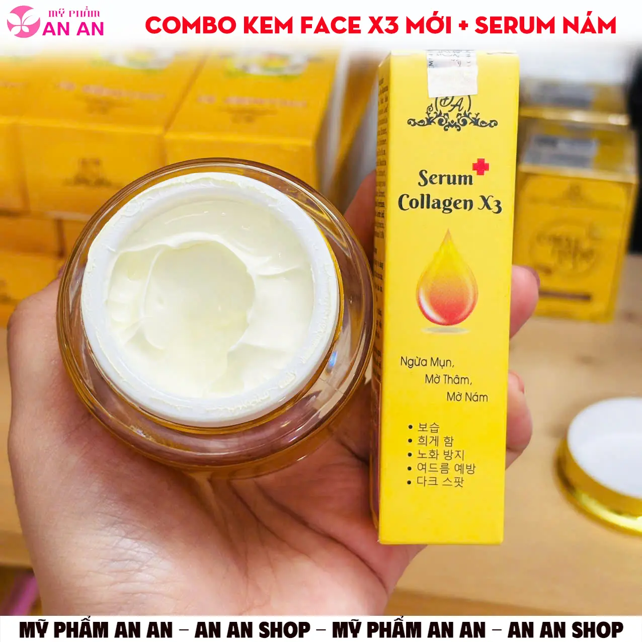 Combo Kem face X3 Mẫu mới + Serum nám Collagen X3  Đông anh SKINCARE NỮ