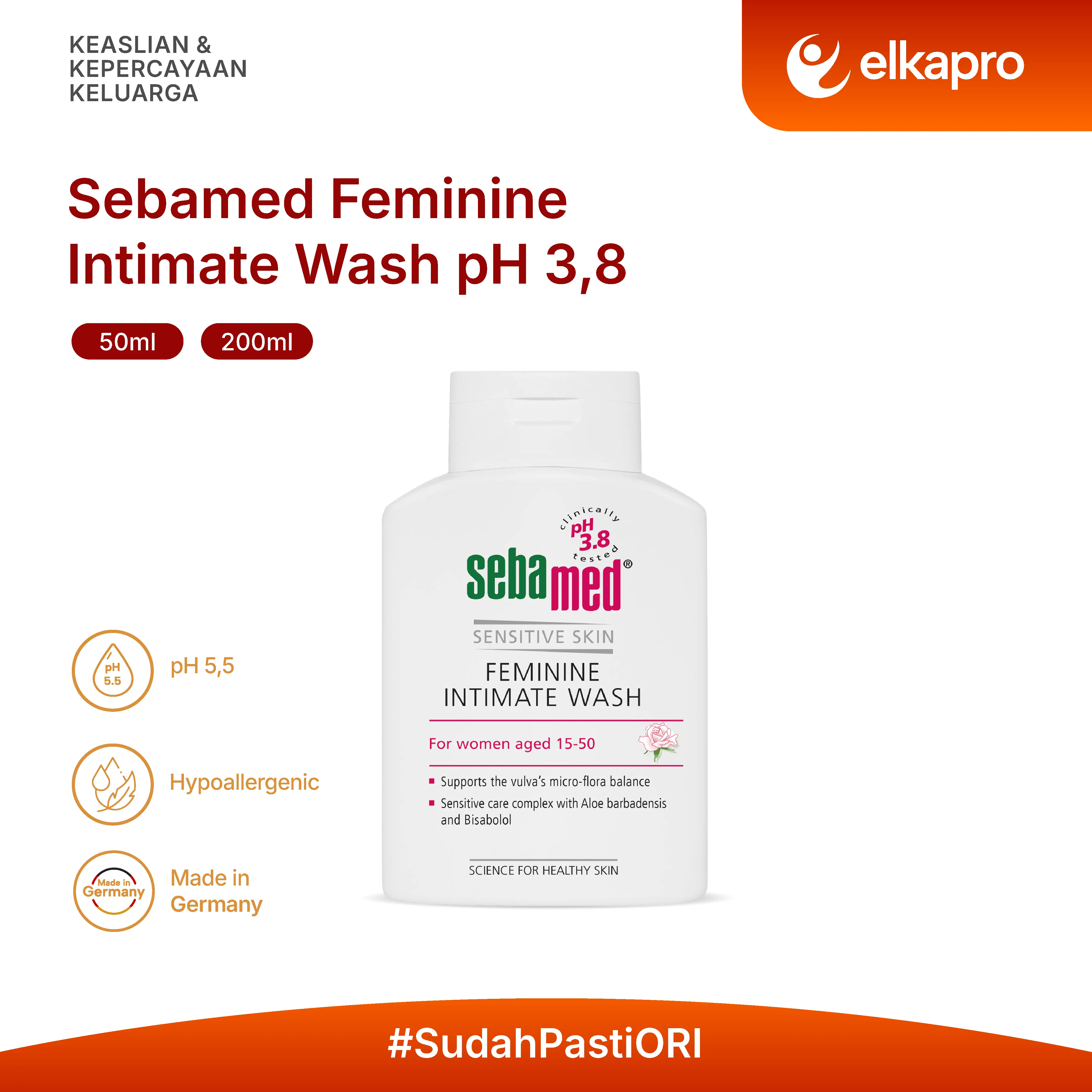Sebamed Feminine Intimate Wash pH 3,8 - Pembersih Area Kewanitaan untuk Mencegah Vaginitis