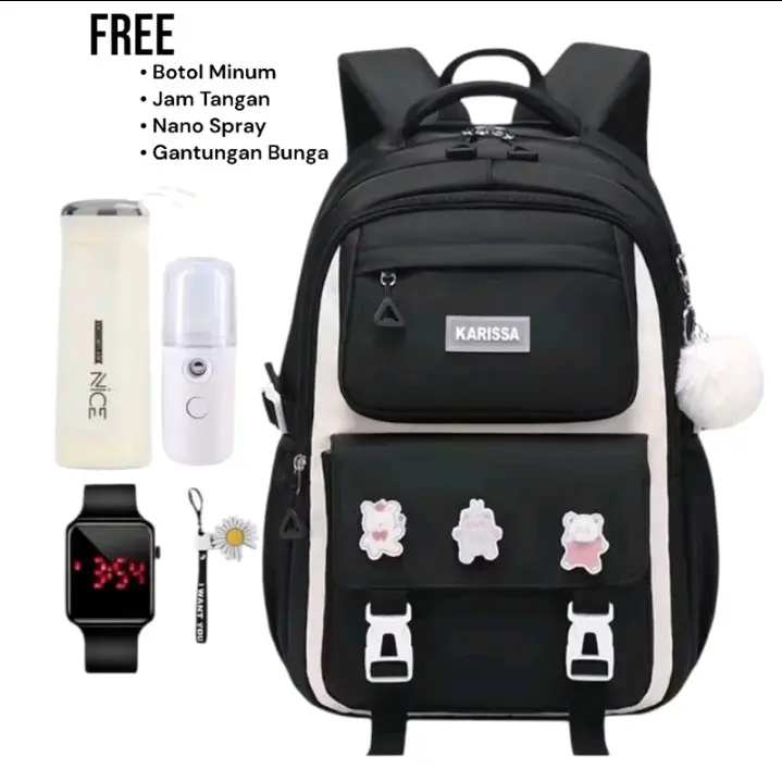 5IN1 TAS RANSEL ANAK PEREMPUAN SD SMP REMAJA BANYAK BONUS MOTIF KARISSA FASHION