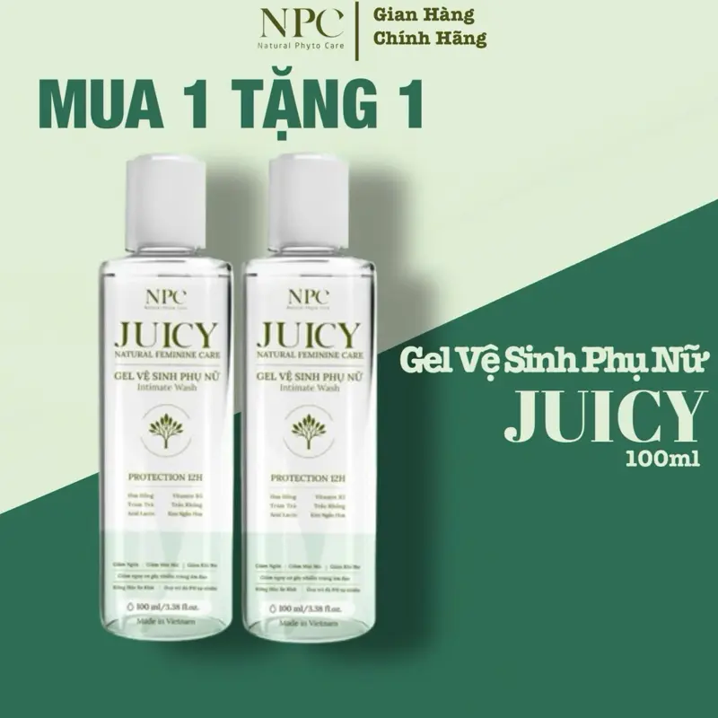 [Mua 1 Tặng 1] Gel Vệ Sinh Phụ Nữ Npc Juicy Tinh Chất Trầu Không Tràm Trà Giảm Ngứa, Không Chứa Paraben An Toàn Cho Mẹ Bầu - Chai 100Ml Dung Dịch Vệ Sinh Phụ Nữ