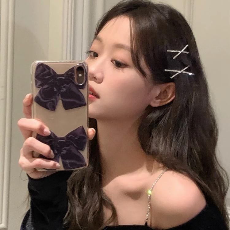 Kẹp Tóc Kim Cương Giả Hàn Quốc, Kẹp Tóc Chéo Một Chữ, Ins Nữ, Dễ Thương, Quà Tặng Sinh Viên