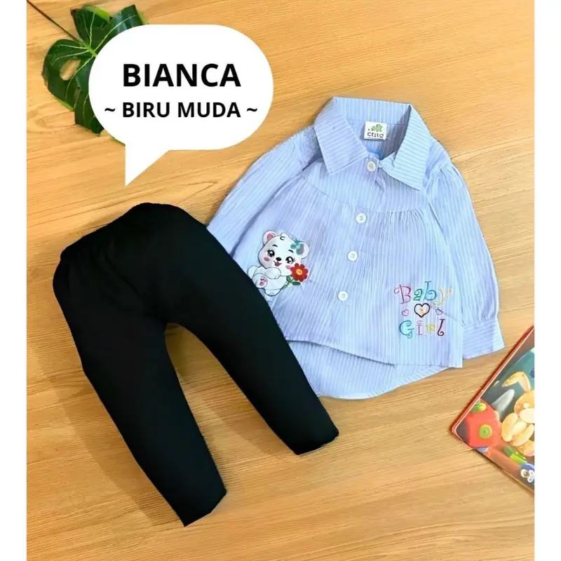 Setelan Baju Anak Perempuan / Baju Bayi Cewek Atasan Lengan Dan Celana Panjang Motif Duck Hat Usia 0-18 Bulan 3