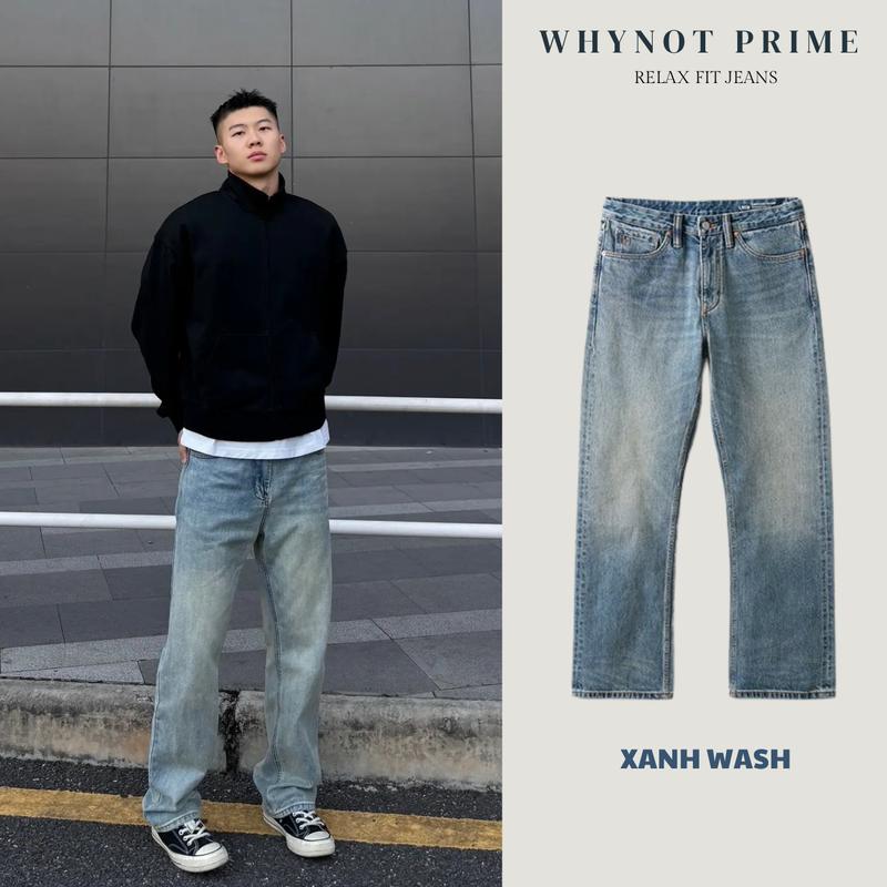 [DEAL MỞ BÁN] QUẦN JEANS MÀU XANH WASH VINTAGE WN PRIME | QUẦN BÒ NAM FORM SUÔNG ĐỨNG VINTAGE