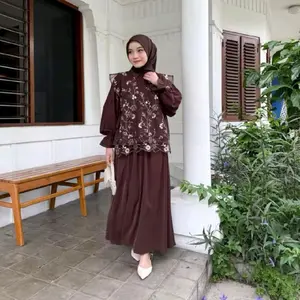 Quinzy set Wanita Elegan Mewah dengan Detail Bordir dan Lengan Flare untuk Tampilan Lebih Mempesona