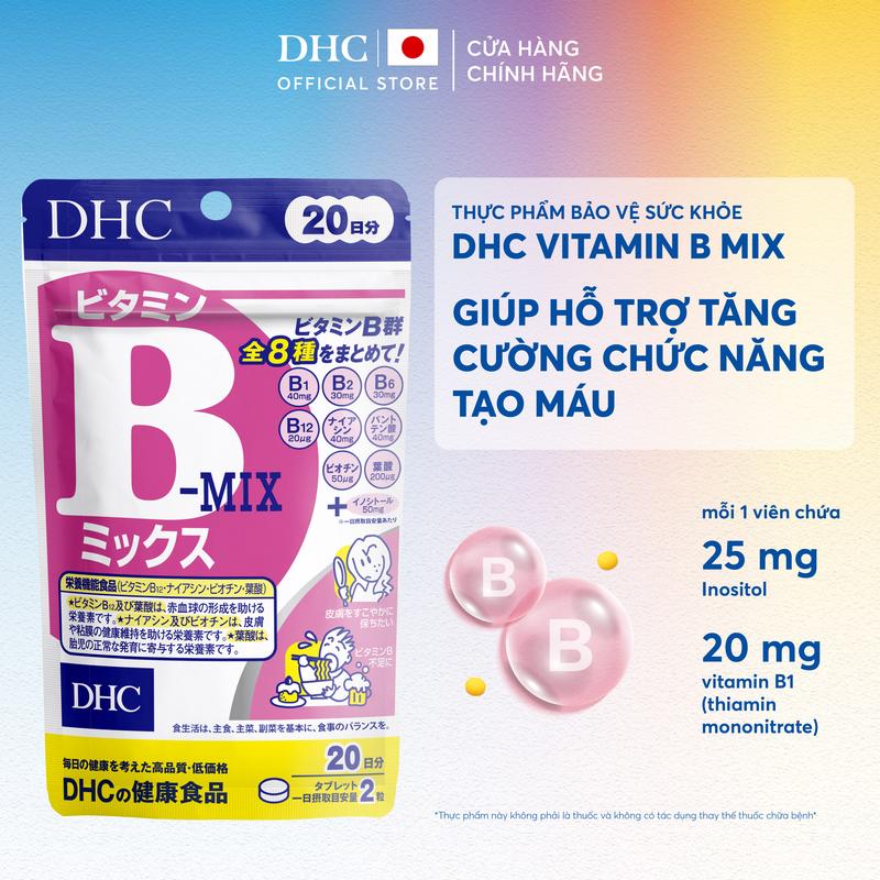 TPBVSK DHC Vitamin B mix dạng viên uống bổ sung Vitamin B tổng hợp biotin inositol acid folic và một số vitamin nhóm B cho cơ thể - DHC Nhật Bản chính hãng - Gói 40 viên or 120 viên