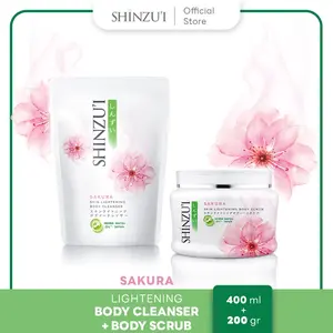 Paket Shinzui Body Cleanser Sakura Refill 380ml + Body Scrub Sakura 200gr