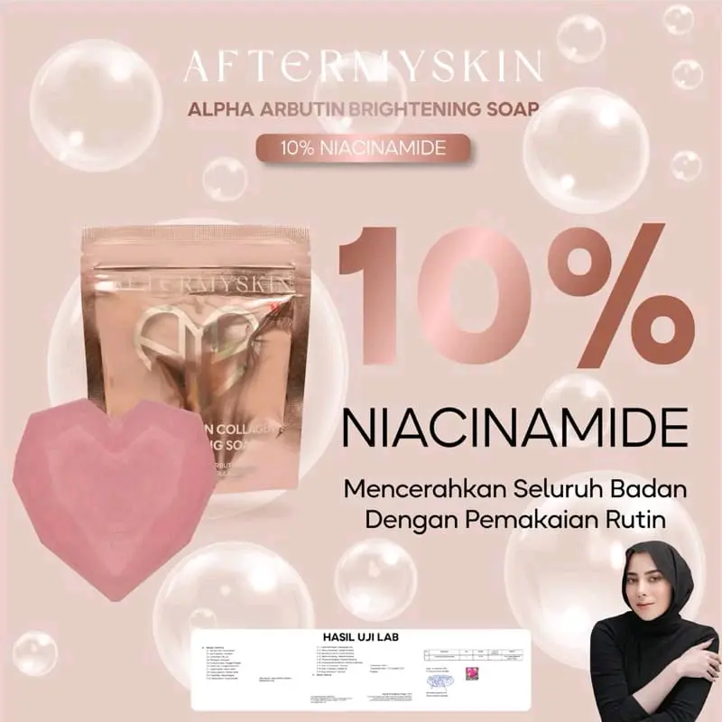 AFTERMYSKIN ALPHA ARBUTIN COLLAGEN BRIGHTENING BODY BAR SOAP 60g Sabun Mandi Mencerahkan Niacinamide Memudarkan Kehitaman Tubuh Punggung Selangkangan