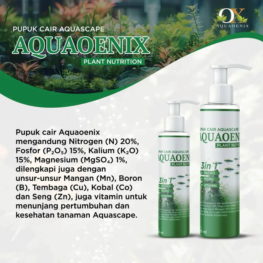 Pupuk cair aquascape 3in1 | macro micro vitamin | Aquaoenix