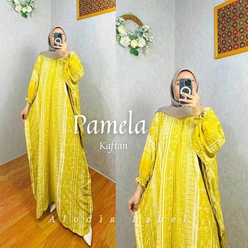 New Pamela kaftan jumbo bahan rayon busui muat sampai bb 150kg Hanya Boleh Dicuci Dengan Tangan Brown gami skaf 3