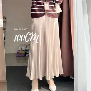 Rok Panjang Plisket Hyget Premium 100cm – Muslimah A-Line Rempel Elegan