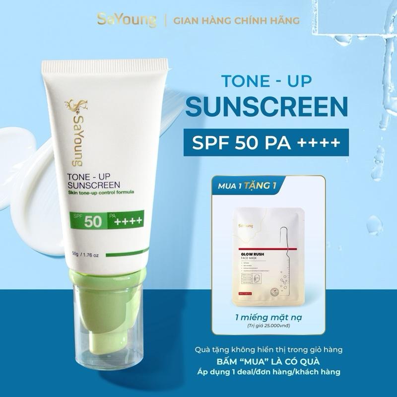 SaYoung Kem Chống Nắng SPF 50 PA ++++ TONE-UP SUNSCREEN 50ml Bảo Vệ Tối Ưu Cấp Ẩm Kháng Nước Kiềm Dầu Skincare