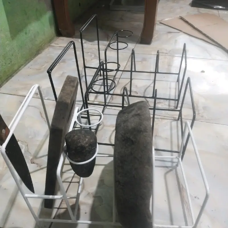 Rak Cobek Batu/Kayu Bahan Besi Koting - Penyimpanan Serbaguna untuk Dapur 3