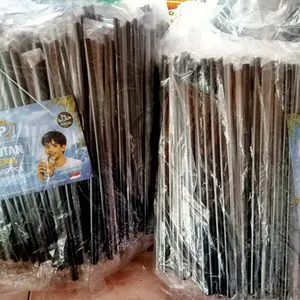 500 PCS Sedotan Plastik Steril Higienis 6mm X 20cm Hitam Ujung Lancip Runcing / Sedotan  Es Teh Solo
