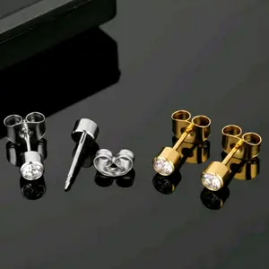 (2 pcs) anting tindik mata berlian pria wanita