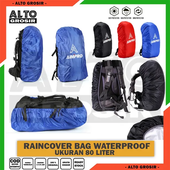 Rain Cover Bag Aimpro 30L 60L 80L Waterproof Pelindung Jas Hujan Tas Anti Air
