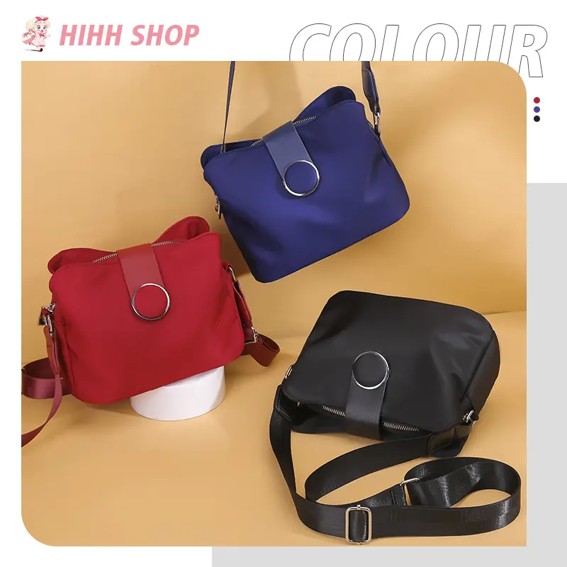COD Penawaran Toko Pengiriman Gratis Tas selempang tas wanita tas kain oxford tas bahu tas ember kanvas tas kecil versi Korea baru dari tas merah bersih Hitam