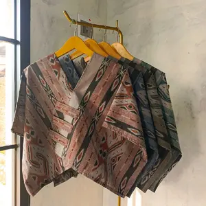 Blus Baju Batik Wanita Model Croptop Etnik Modern Oversize Motif Tenun Songket Terbaru