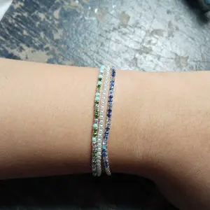 [Ada Stok !! NEW 3PCS] Random  Bracelet Gelang Memiliki Elastisitas Berwarna-Warni Zirkon Berlian Penuh Populer Eropa Dan Amerika Anti Karat Anti Perubahan Warna Cantik Bahan Aman Cewe Sama Cowo Gelang Murah 3 Pcs Stainless