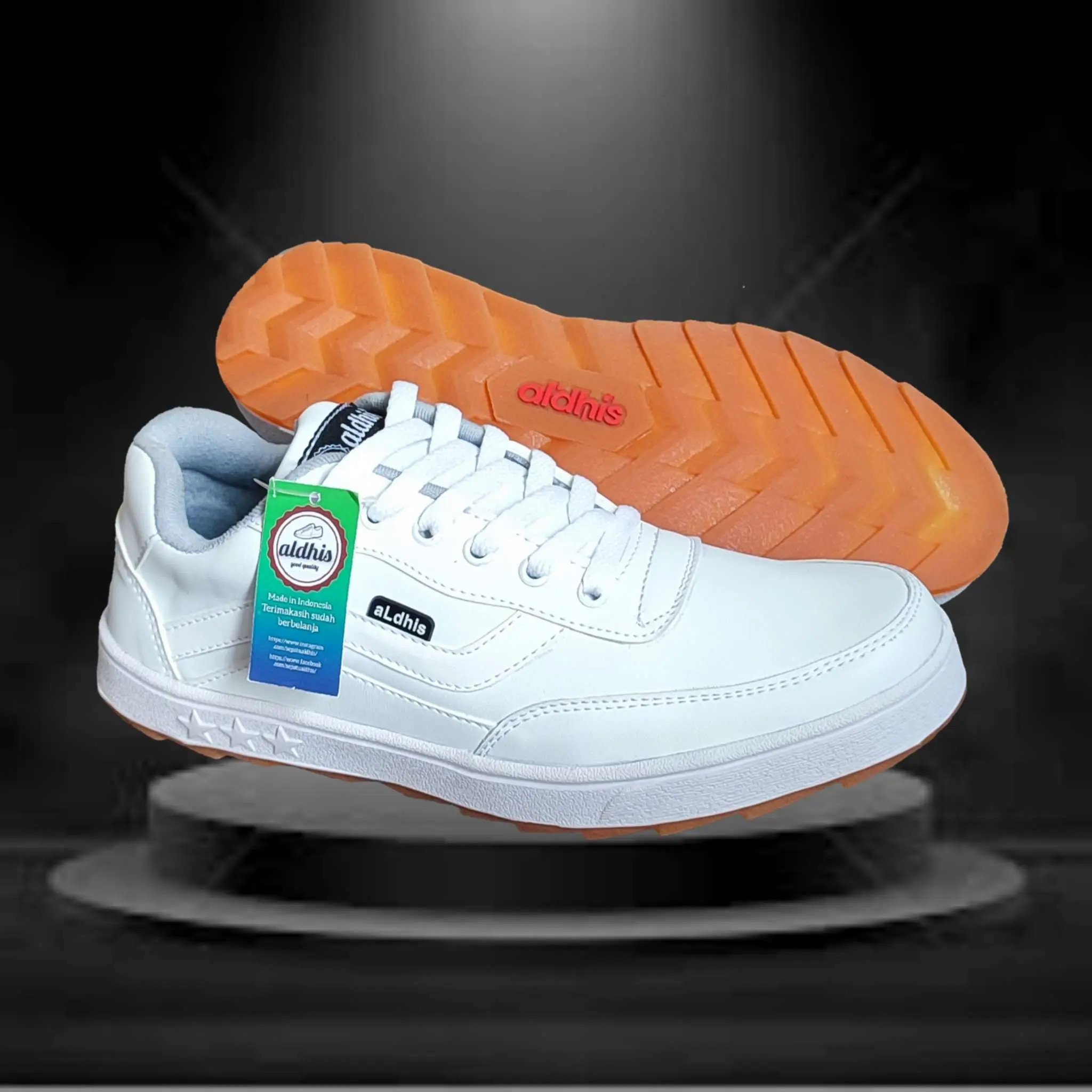 Aldhis Sepatu Cowok Keren Ori Sneakers Pria Casual Kets Kasual Putih Full White Shoes